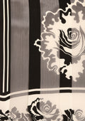 Black And White Abstract Printed Chiffon Saree - Taashi