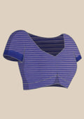 Royal Blue Striped Chiffon Saree - Taashi