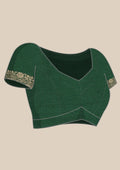Dark Green Butta Woven Tussar Saree - Taashi