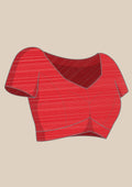 Red Striped Chiffon Saree - Taashi