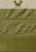 Olive Green Peacock Jacquard Pattern Tussar Saree - Taashi