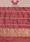 Maroon Floral Butta Pattern Tussar Saree - Taashi