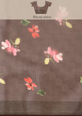 Chocolate Brown Multicolor Floral Digital Printed Georgette Saree - Taashi