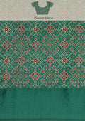 Emerald Green Ikat Pattern And Tradition Pattern Woven Tussar Saree - Taashi