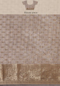 Grey Traditional Zari Butta Woven Tussar Saree - Taashi