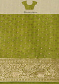 Green Traditional Zari Butta Woven Tussar Saree - Taashi