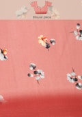 Dusty Pink Floral Digital Printed Satin Saree - Taashi