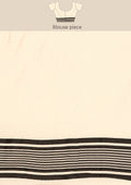 Cream And Black Floral And Tribal Pattern Woven Tussar Saree - Taashi