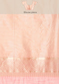 Pastel Pink Traditional Pattern Woven Tussar Saree - Taashi