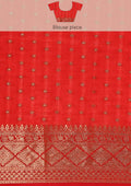 Red Traditional Zari Butta Woven Tussar Saree - Taashi
