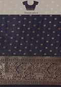 Blue Traditional Zari Butta Woven Tussar Saree - Taashi