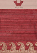 Maroon Zari Floral Butta Tussar Saree - Taashi