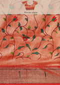 Red Paithani Pattern Tussar Saree - Taashi