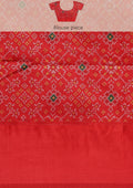 Red Ikat Pattern And Tradition Pattern Woven Tussar Saree - Taashi