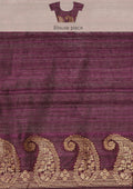 Purple Zari Floral Butta Tussar Saree - Taashi