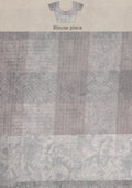 Grey A/O Floral Printed Plaids Woven Line Saree - Taashi