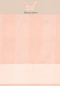Pastel Pink Watercolor Floral Printed And Plaids Woven Linen Saree - Taashi