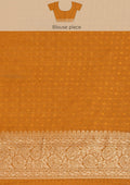 Mustard Yellow Traditional Pattern Woven Tussar Saree - Taashi