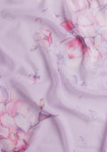 Pastel Lavender Watercolor Floral Printed Georgette Saree - Taashi