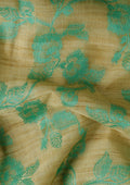Beige And Turquoise Floral Woven Tussar Saree - Taashi