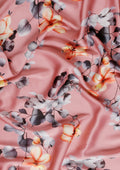 Dusty Pink Floral Digital Printed Satin Saree - Taashi