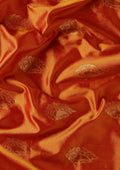 Rust Orange Paisley Butta Pattern Woven Kanjivaram Silk Saree - Taashi
