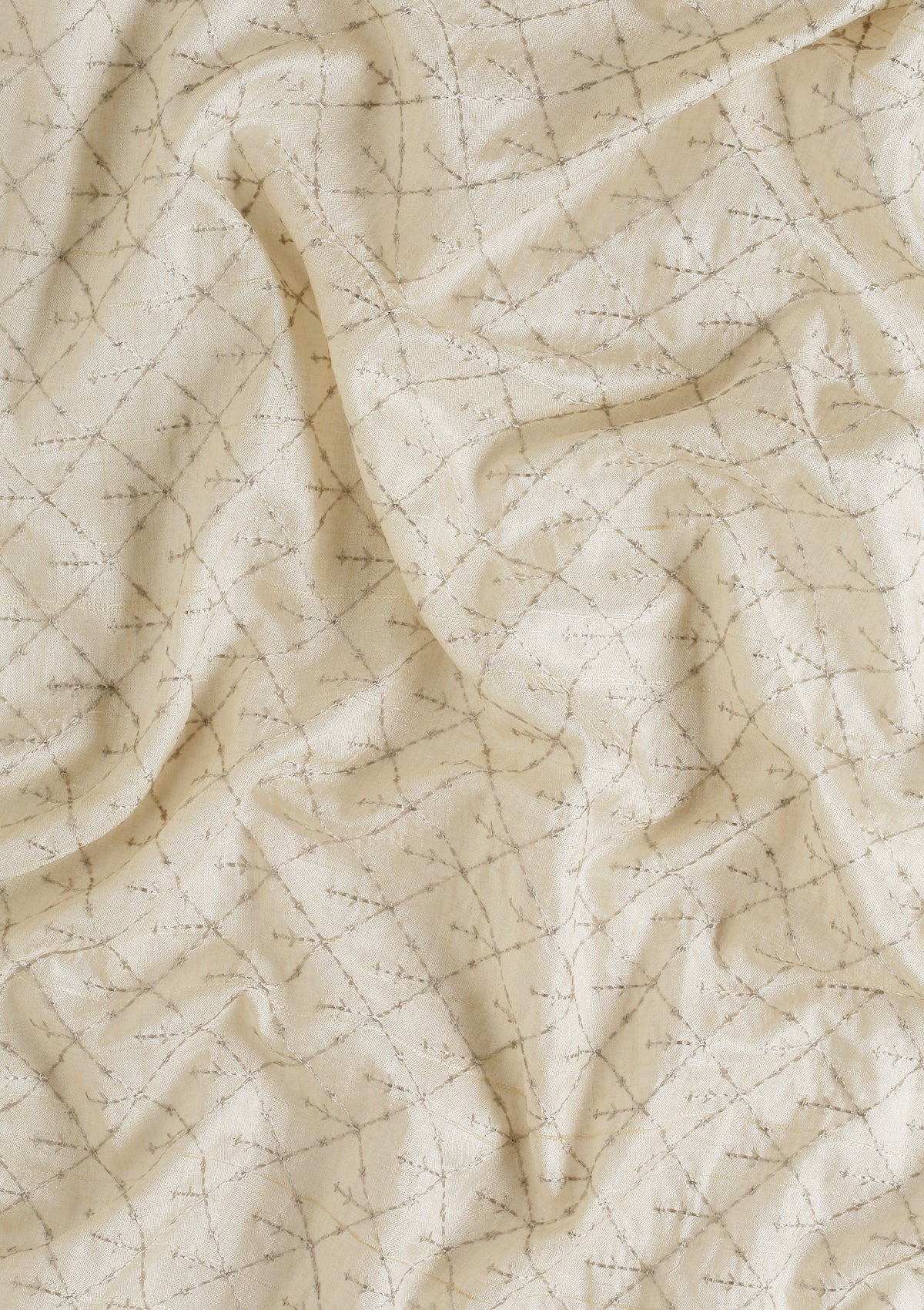 Cream Fancy Embroidery Tussar Saree - Taashi