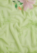 Pastel Green Multicolor Floral Printed Georgette Saree - Taashi