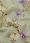 Pastel Green Floral Printed Georgette Saree - Taashi