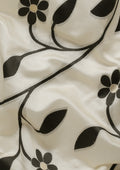 Cream And Black Floral And Tribal Pattern Woven Tussar Saree - Taashi