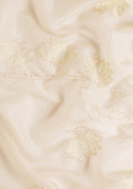 Cream Lotus Embroidered Tussar Saree - Taashi