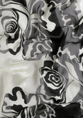 Black And White Abstract Printed Chiffon Saree - Taashi
