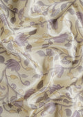 Cream And Mauve Jaal Floral Printed Art Tussar Matka Silk Saree - Taashi