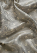 Grey Batik Printed Art Tussar Matka Silk Saree - Taashi
