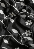 Black And White Floral And Tribal Pattern Woven Tussar Saree - Taashi