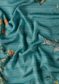 Powder Blue Digital Multicolor Floral And Textured Printed Crepe Saree - Taashi