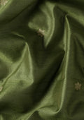 Olive Green Peacock Jacquard Pattern Tussar Saree - Taashi