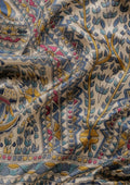 Tussar X Blue Madhubani Printed Art Tussar Matka Silk Saree - Taashi
