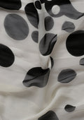 Black Polkadots Printed Chiffon Saree - Taashi