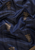 Navy Blue Zari Floral Butta Tussar Saree - Taashi