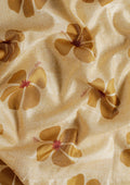 Mustard Yellow Hibiscus Printed Tussar Saree - Taashi