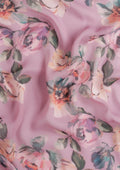 Dusty Pink Floral Printed Georgette Saree - Taashi