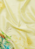 Yellow A/O Floral Printed Satin Saree - Taashi