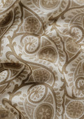 Cream And Heena Stylised A/O Paisley Pattern Linen Saree - Taashi