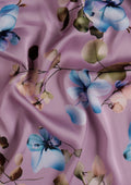 Mauve Floral Digital Printed Satin Saree - Taashi