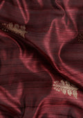 Maroon Zari Floral Butta Tussar Saree - Taashi
