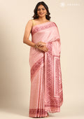 Dusty Pink Butti Printed Art Tussar Matka Silk Saree - Taashi
