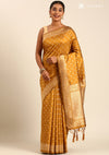 Amber Gold Silk Satin Weave Saree