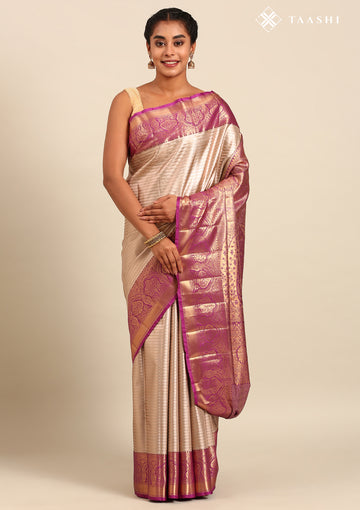 Golden And Purple Kanchipuram Saree