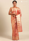 Orange Silk Ottu Tissue Kanjivaram Weave Saree